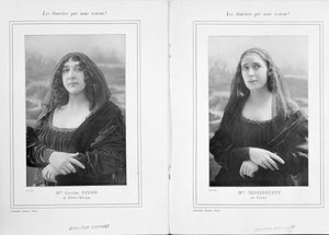 La Belle Otero und Mistinguett als Mona Lisa, aus einem Artikel Les Sourires qui Nous Restent in Comoedia Illustre, 1911 von Talbot